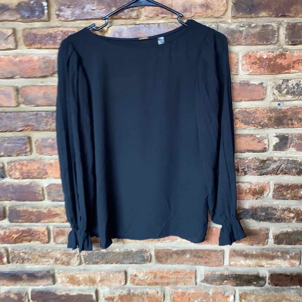 NWT Tahari Black Long Sleeve Blouse Women's Size XS